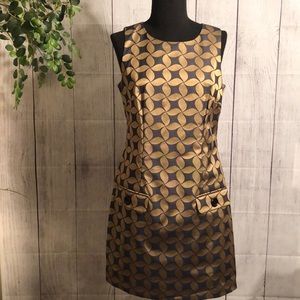 MICHAEL by Michael Kors Blue and Gold Sheath Dress